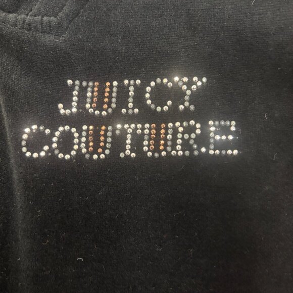 Vintage Juicy Couture Tracksuit Jacket Large Black Velour Cropped Y2K Rhinestone - Picture 9 of 11